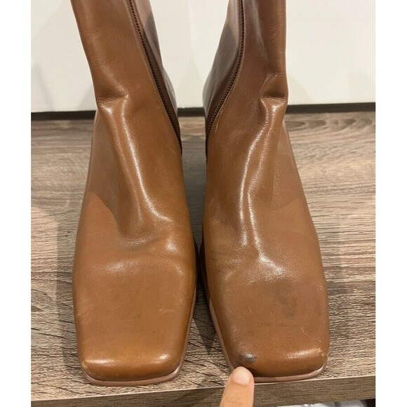 Vintage 90’s Diba Boots Women’s Tan Leather Square Toe Booties Bohemian Sz 8.5 - Picture 4 of 16